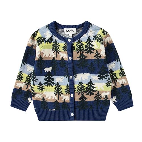 Se Molo Brody Cardigan Forest Bears | Blå | 74 cm ved Babyshop