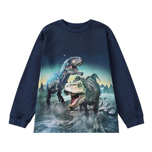 Molo GOTS Rube Langærmet T-shirt Playing Dinos | Marine blå | 140 cm