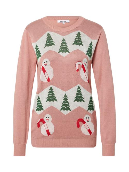 ABOUT YOU Pullover 'Rieke Christmas'  blandingsfarvet / lyserød