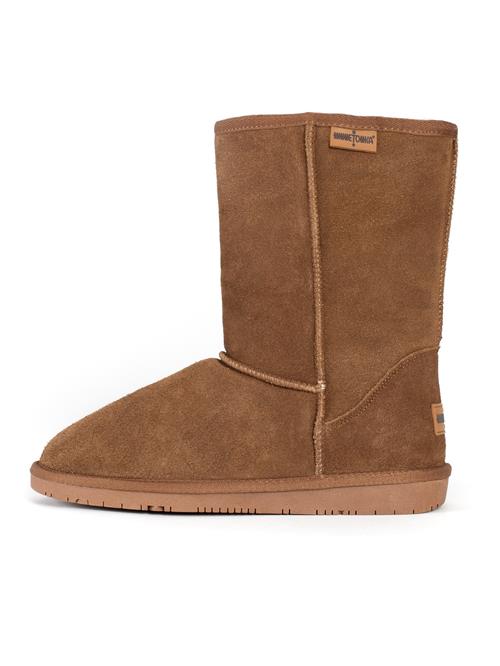 Se Minnetonka Snowboots 'Olympia'  camel / mørkebrun ved About You