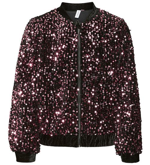 Se Vero Moda Girl Cardigan - VmBella - Black/Rosegold Sequin ved KidsWorld