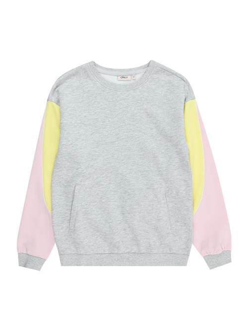 Se KIDS ONLY Sweatshirt 'EILEEN'  pastelgul / lysegrå / pastelpink / hvid ved About You