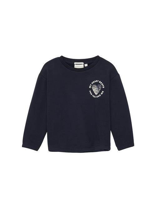 Se TOM TAILOR Sweatshirt  navy / sølv / hvid ved About You