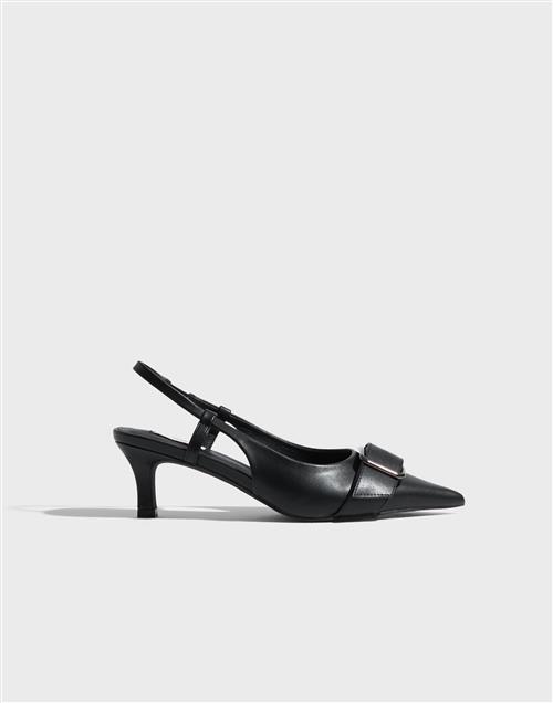 Nelly - Sort - Open Pointy Buckle Heel