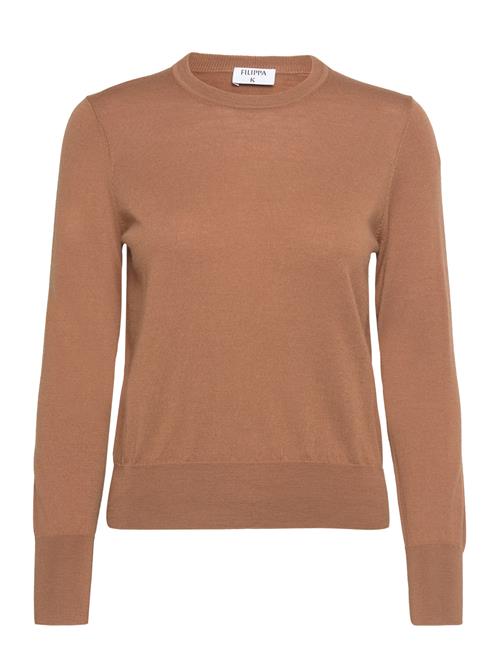 Se Filippa K Merino R-Neck Sweater Filippa K Brown ved Booztlet