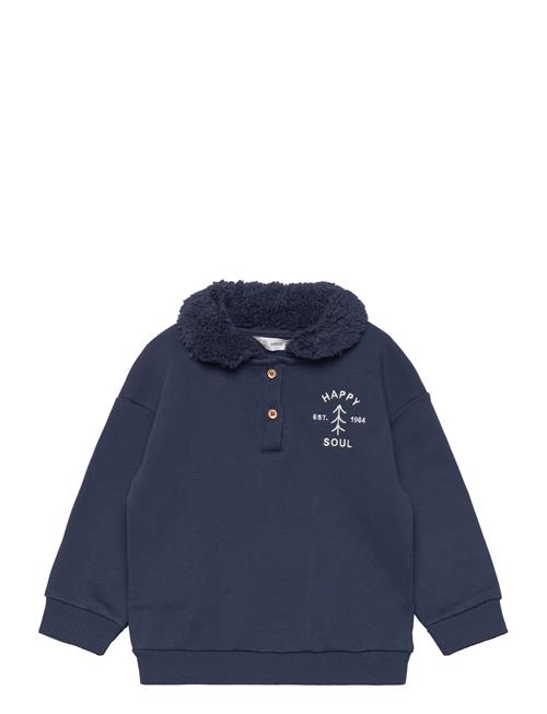 Se Mango Cotton Polo Sweatshirt Mango Navy ved Booztlet