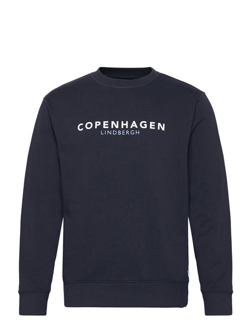 Lindbergh O-Neck Printed Sweat Lindbergh Navy