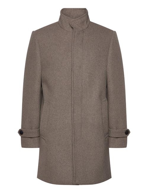 Lindbergh Recycled Wool Funnel Neck Coat Lindbergh Beige