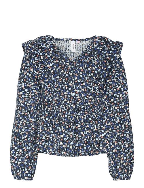 Se Vero Moda Girl Vmfia Ls V-Neck Crop Top Wvn Girl Vero Moda Girl Blue ved Booztlet