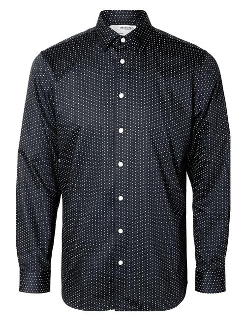 Slhslim-Performance Aop Shirt Ls Selected Navy
