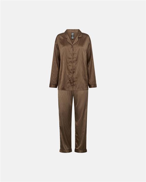 Pyjamas sæt i satin | Polyester | Brun