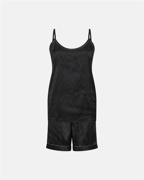 Pyjamas m. shorts "Satin" | Polyester | Sort