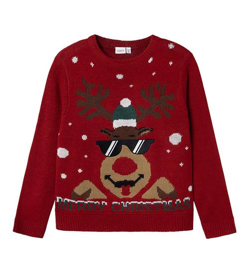 Se Name It Bluse - Strik - NknRajulle - Jester Red/Reindeer ved KidsWorld