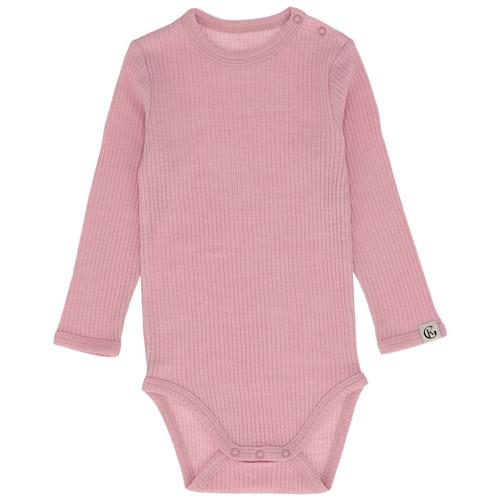 Gullkorn Chalk Wool Onesie i lilla rosa ribbet design 56 cm  Lyserød  56 cm  unisex