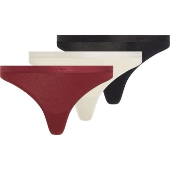 Calvin Klein Trusser 3P Holiday Modern Logo Thong Flerfarvet bomuld Large Dame