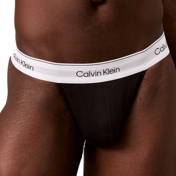 Calvin Klein 3P Modern Cotton Stretch Thong Sort bomuld Medium Herre