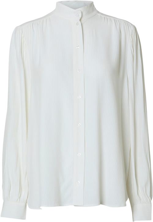 Selected Femme Slfsheena LS High Collar Shirt B Kvinde Hvid Skjorter Str 34 - hos Magasin