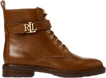 Se Lauren Ralph Lauren Burnished Calfelridge-bo-bte Kvinde Deep Saddle Tan Snøresko Str 37 - hos Magasin ved Magasin