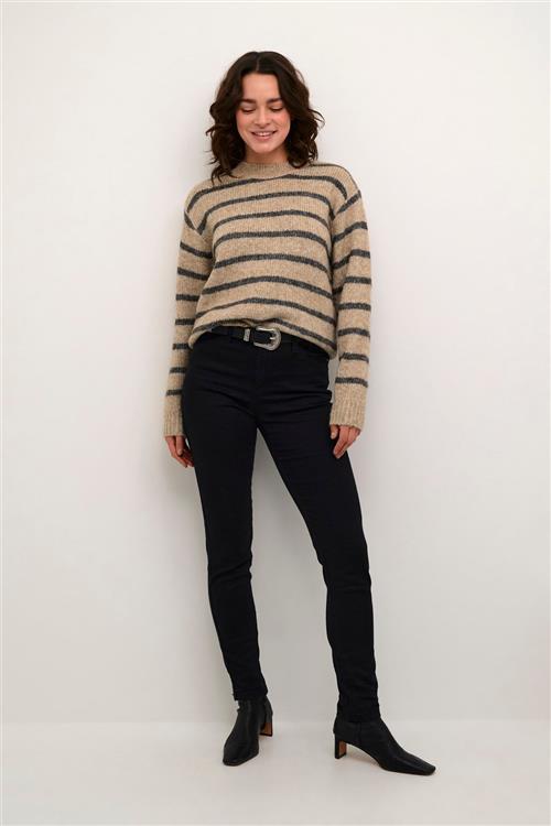 Kaffe Katrina Striped Pullover Kvinde Feather Gray Melange Stripe Langærmede Bluser Str M - hos Magasin