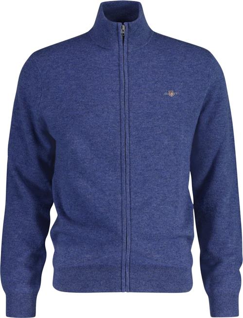 Se Gant Extrafine Lambswool ZIP Cardigan Mand Stone Blue Melange Cardigans Str L - hos Magasin ved Magasin