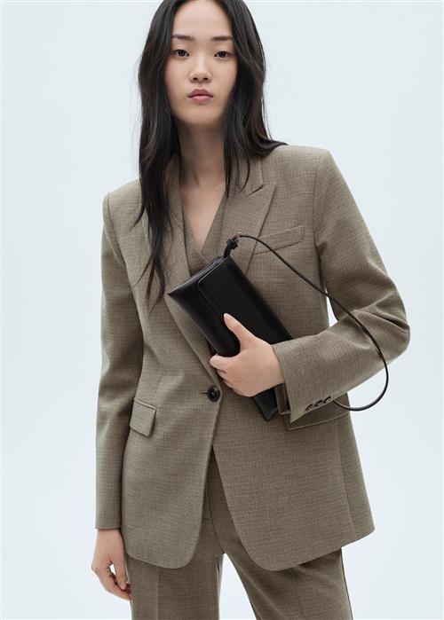 Se MANGO Micro Houndstooth Suit Blazer Kvinde Beige - Khaki Blazere Plus Size Str XS - hos Magasin ved Magasin