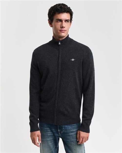 Se Gant Extrafine Lambswool ZIP Cardigan Mand Dk Charcoal Melange Cardigans Str XXXL - hos Magasin ved Magasin