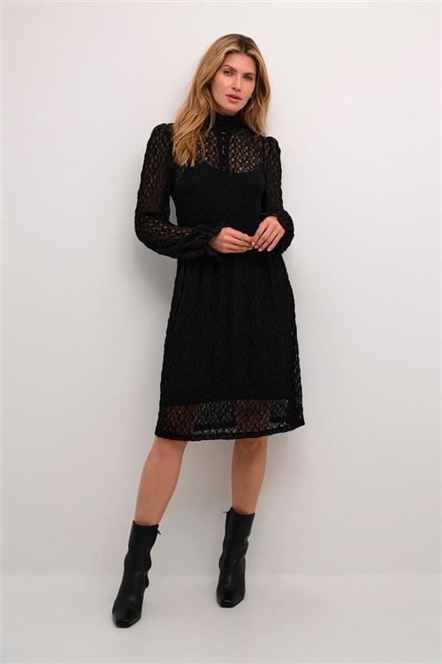 Cream Crtamara Lace Dress Kvinde Pitch Black Midi Kjoler Str L - hos Magasin