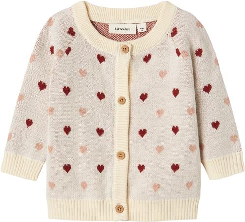 Lil' Atelier Nbfsaran LS Knit Card Heart LIL Str 86 - Turtledove Strik hos Magasin