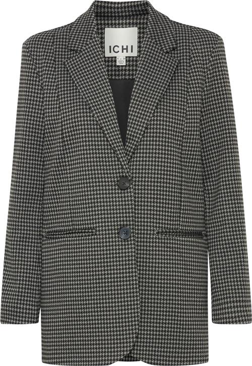 ICHI Ihkate Houndstooth Oversize BL2 Kvinde Black/grey Houndstooth Blazere Loose Fit Str L - hos Magasin