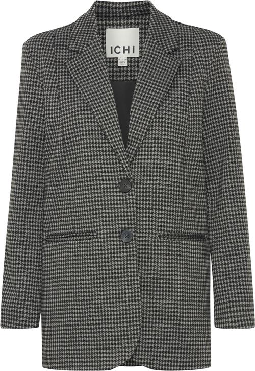 ICHI Ihkate Houndstooth Oversize BL2 Kvinde Black/grey Houndstooth Blazere Loose Fit Str XL - hos Magasin