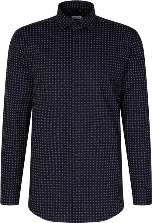 Seidensticker Flannel Shirt Regular Long Sleeve Kentcollar Print Mand Blue Langærmede Skjorter Str 46 - Bomuld hos Magasin