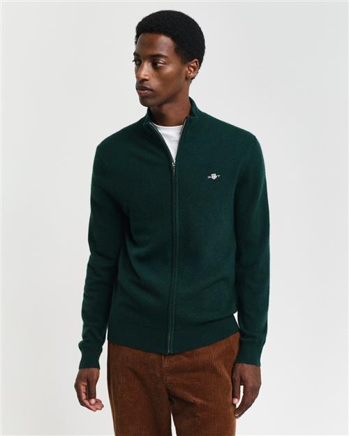 Se Gant Extrafine Lambswool ZIP Cardigan Mand Tartan Green Cardigans Str XL - hos Magasin ved Magasin