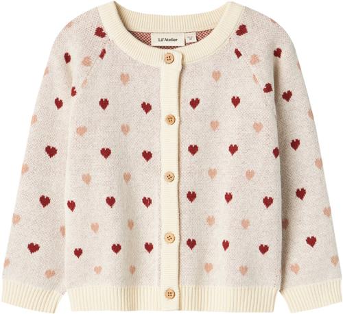 Se Lil' Atelier Nmfsaran LS Knit Card Heart LIL Str 116 - Turtledove Cardigans hos Magasin ved Magasin