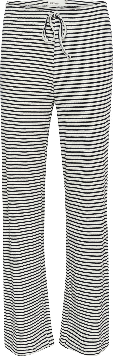 Karen by Simonsen Kbcandace Pants Kvinde Egret/meteorite Stripe Bukser Casual Fit Str L - hos Magasin