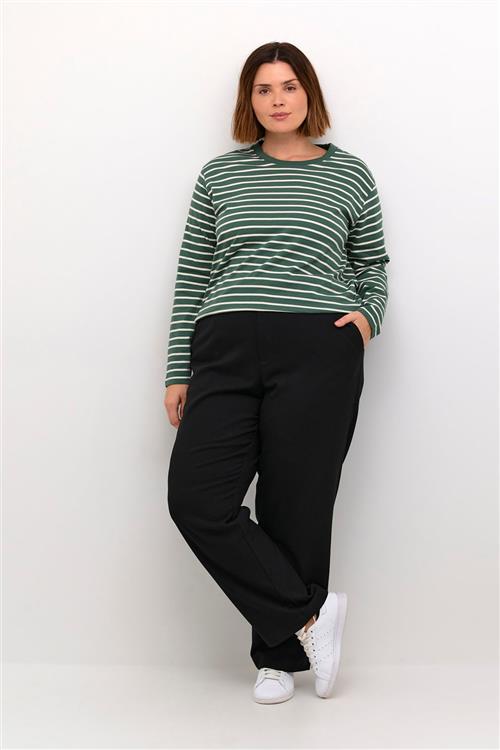 Kaffe Curve Kcwinni LS Tshirt Kvinde Gardentopiary/ Turtledo Stripe Kortærmede T-shirts Str L - hos Magasin