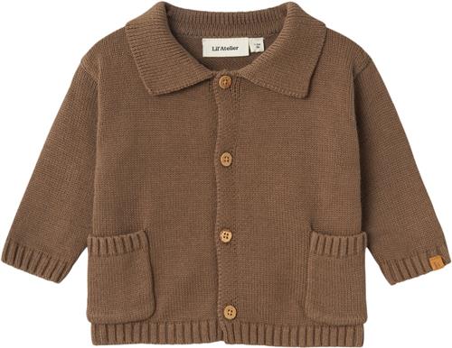 Lil' Atelier Nbmtheo LS Loose Knit Card LIL Str 74 - Shitake Cardigans hos Magasin