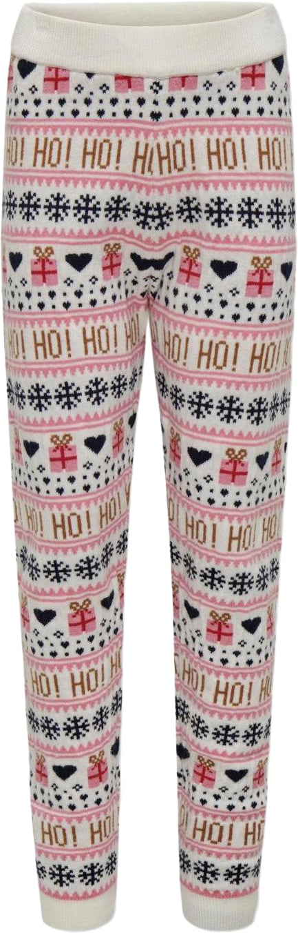 Se ONLY Kogxmas Present Pant KNT Str 128 - Cloud Dancer/night Sky /High Risk R Bukser hos Magasin ved Magasin