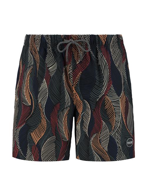 Shiwi Badeshorts 'wild leaves 4-way stretch'  ensian / mandarin / rubinrød / sort