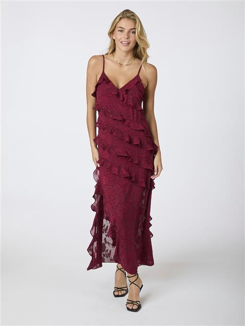 Neo Noir Palazzo Burnout Dress Kvinde Burgundy Maxi Kjoler Str 42 - hos Magasin