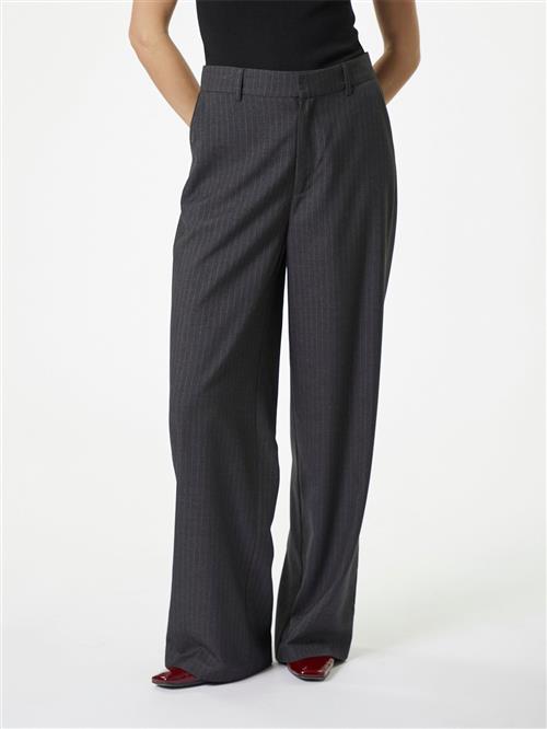 Neo Noir Emmett Pinstripe Pants Kvinde Antracit Bukser Med Brede Ben Str 44 - hos Magasin