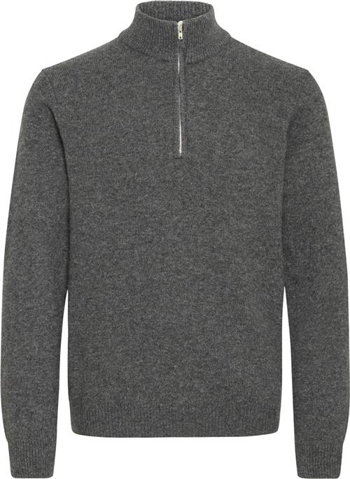 Se Casual Friday Cfkarl Halfzip Lambswool Knit Mand Pewter Mix Cardigans Regular Fit Str XL - hos Magasin ved Magasin