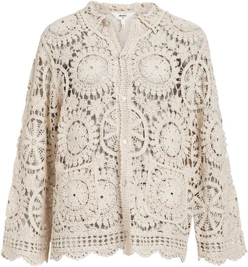 Object Objpetra L/S Knit Throwover 132 Kvinde Sandshell Sweaters Str XS - hos Magasin