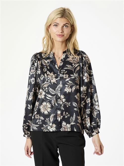 Se Neo Noir Nani Canvas Flower Blouse Kvinde Dark Navy Langærmede Bluser Str 40 - hos Magasin ved Magasin