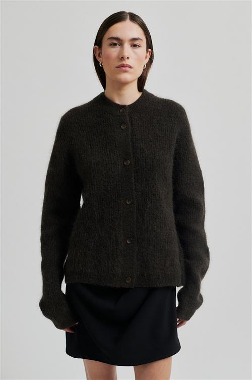 Se Second Female Brook Knit Rib Cardigan Kvinde Mulch Sweaters Str XL - Mohair hos Magasin ved Magasin