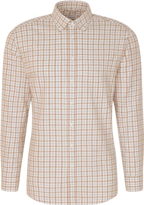 Seidensticker Flannel Shirt Regular Long Sleeve Buttondown-collar Check Mand Brown Langærmede Skjorter Str 46 - Bomuld hos Magasin