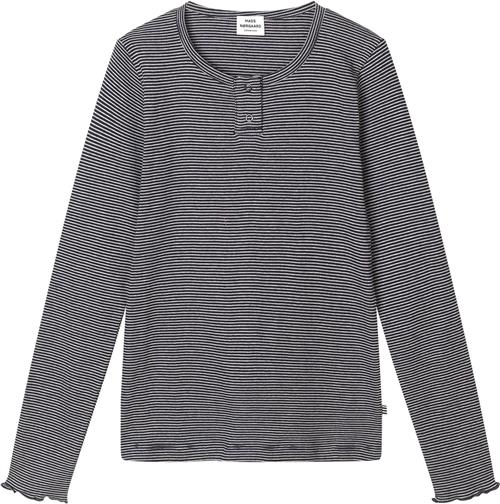 Mads Nørgaard - Copenhagen 2x2 Cotton Stripe Tala Tee LS Str 12 år - Blå Og Hvid Striber Langærmede T-shirts hos Magasin