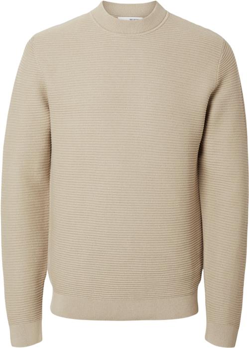 Se Selected Homme Slhtion LS Knit Structure Mock Neck Mand Oatmeal Sweatshirts Str L - hos Magasin ved Magasin