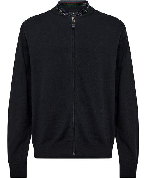 Se PS Paul Smith Mens Cardigan ZIP Thru Mand Sort Sweaters Str XXL - hos Magasin ved Magasin