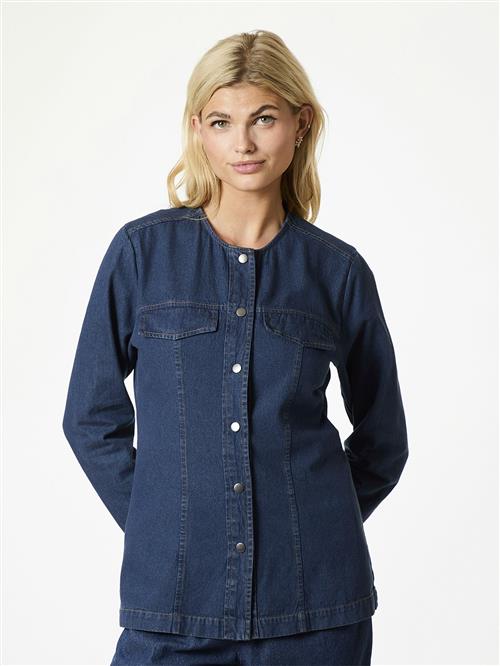 Neo Noir Annie Denim Blouse Kvinde Dark Blue Langærmede Bluser Str 42 Denim - hos Magasin