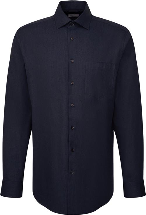 Seidensticker Flannel Shirt Regular Long Sleeve Kentcollar Uni Mand Blue Langærmede Skjorter Str 44 - Bomuld hos Magasin